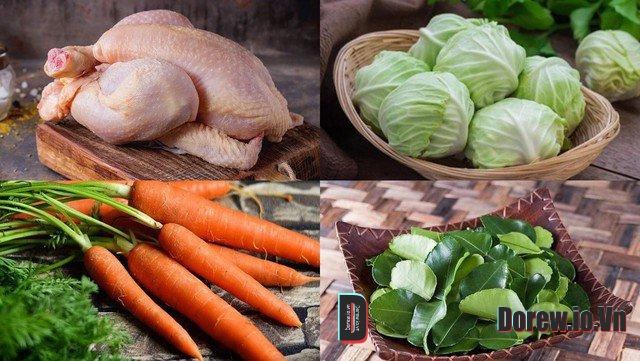Nguyên liệu gỏi gà bắp cải