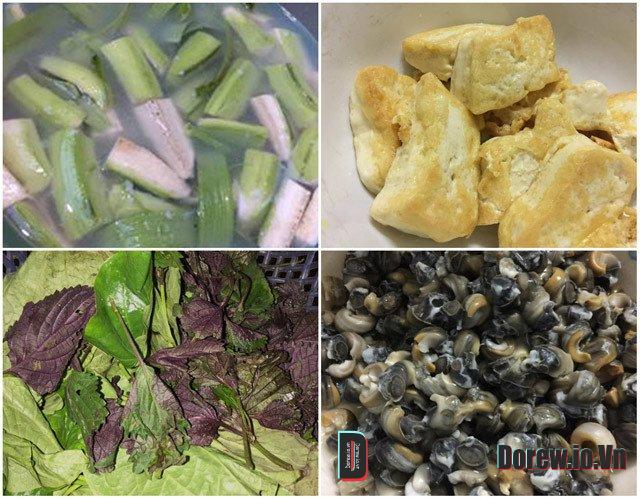 Nguyên liệu làm móm ốc chuối đậu