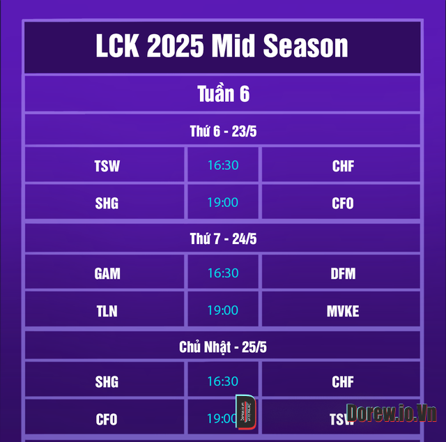 Lịch LCP 2025 Mid Season mới nhất.