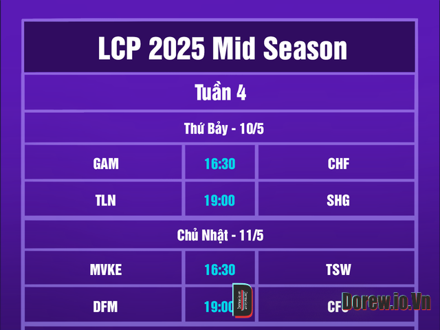 Lịch thi đấu LCP 2025 Mid Season mới nhất