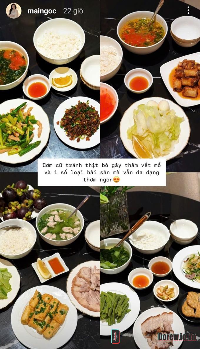 Bốn mâm cơm nhà khi ở cữ của Mai Ngọc