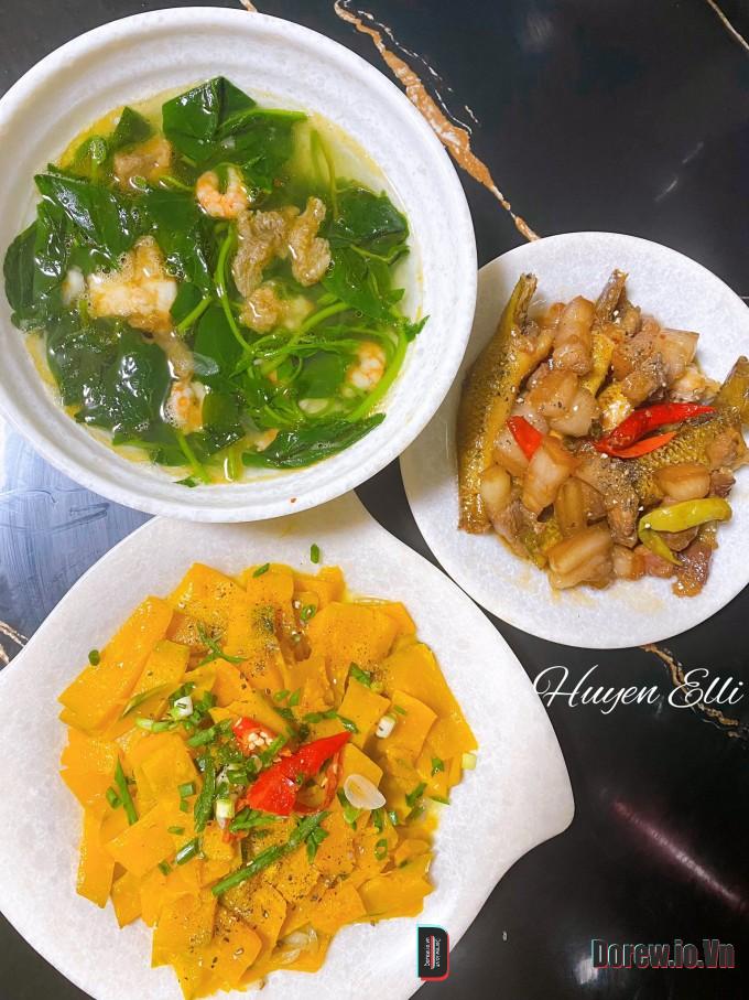 Mâm cơm nhà Huyền Elli
